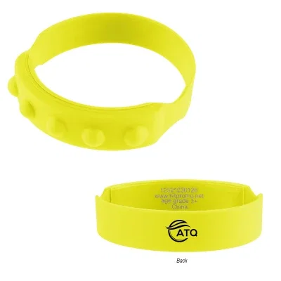 Push pop silicone wristband covered in rows of poppable bubbles