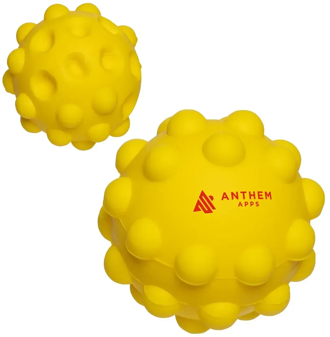 Branded Push Pop bounce ball detail of the silicone pop bubbles