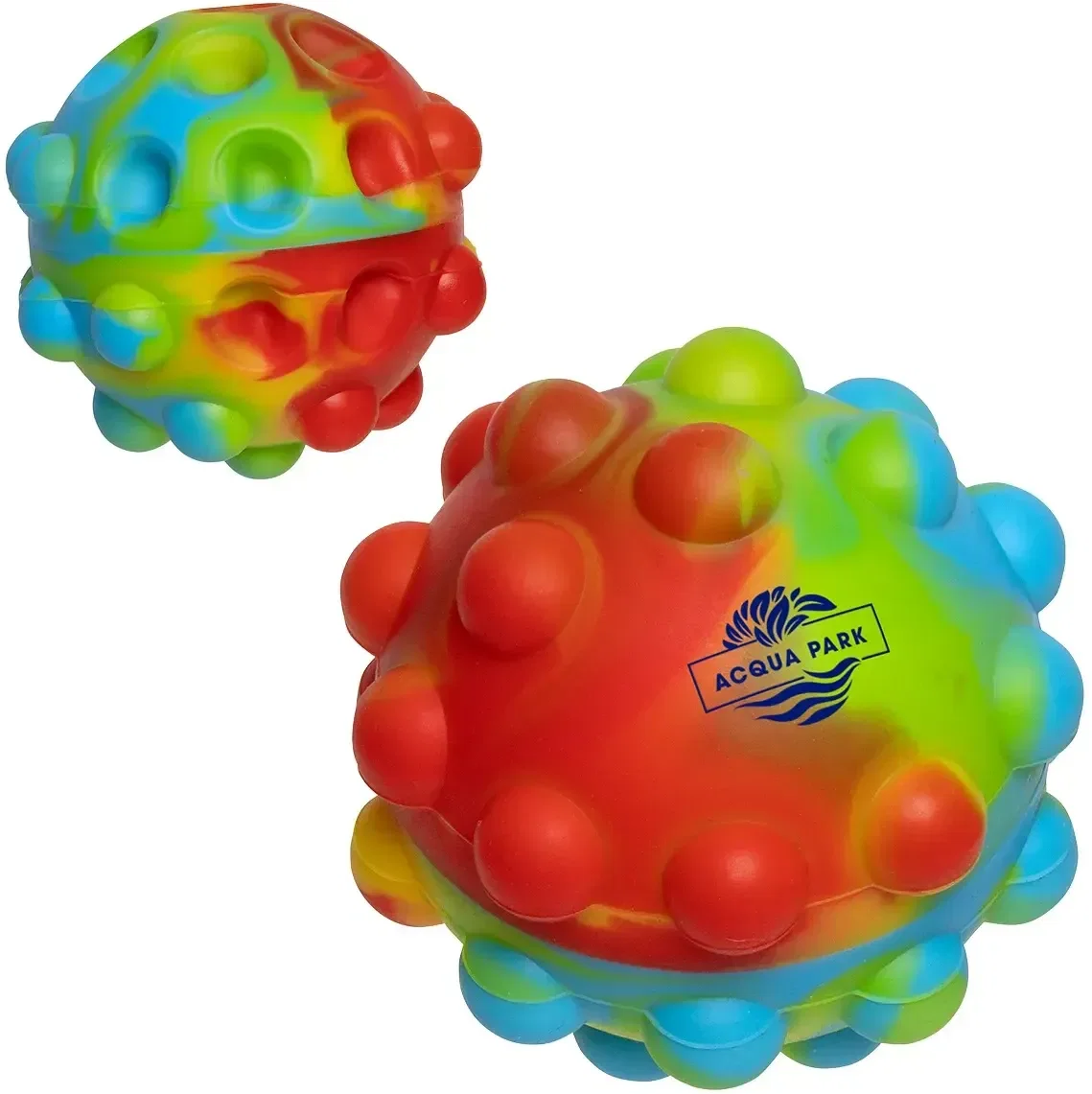 Push Pop branded bounce ball shown mid-bounce for stress and boredom relief