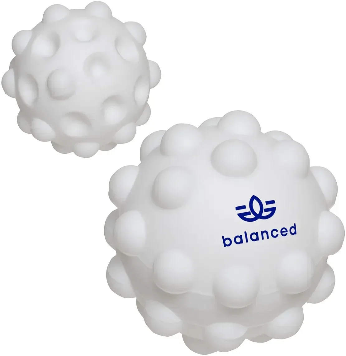 Branded Push Pop bounce ball angled view of the popping silicone fidget toy