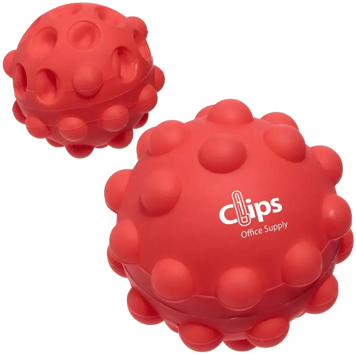 Push Pop silicone branded bounce ball back view with logo imprint space