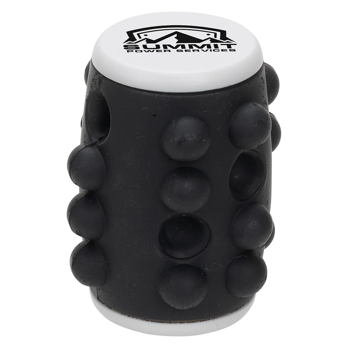 Custom branded Push Pop spinning top, push pop bubbles detail