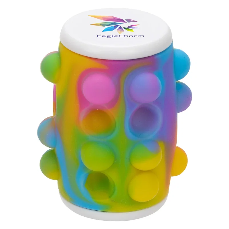 Custom Push Pop spinning top, side profile