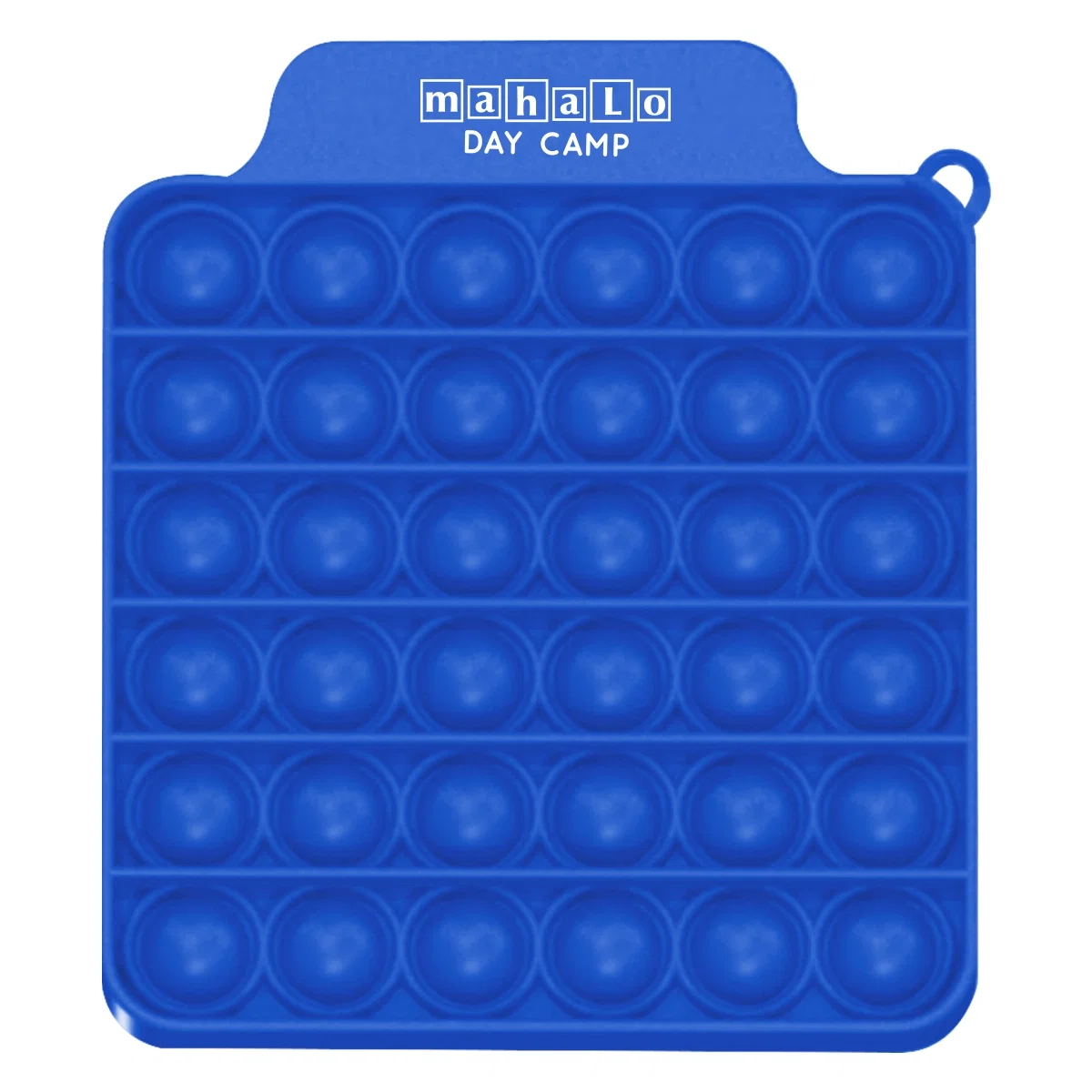 Square push pop stress reliever covered in rows of bubbles