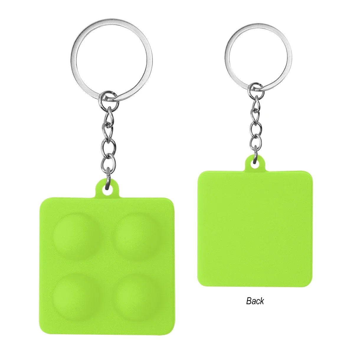 Simple presentation of the push pop keychain on white