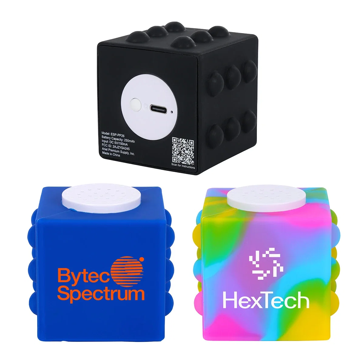 Push Pop wireless speaker with silicone fidget bubbles and compact cube shape
