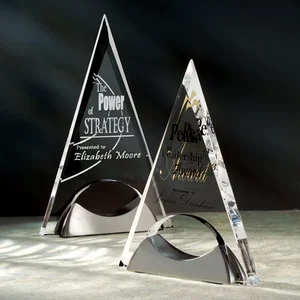 Beveled Acrylic Arch Award on Satin Pewter Pyramid Base