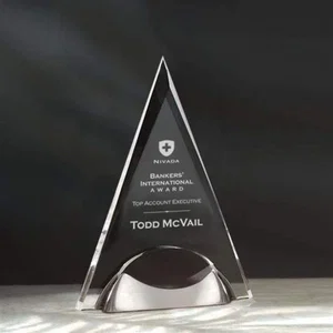 Beveled Acrylic Arch Award on Satin Pewter Pyramid Base
