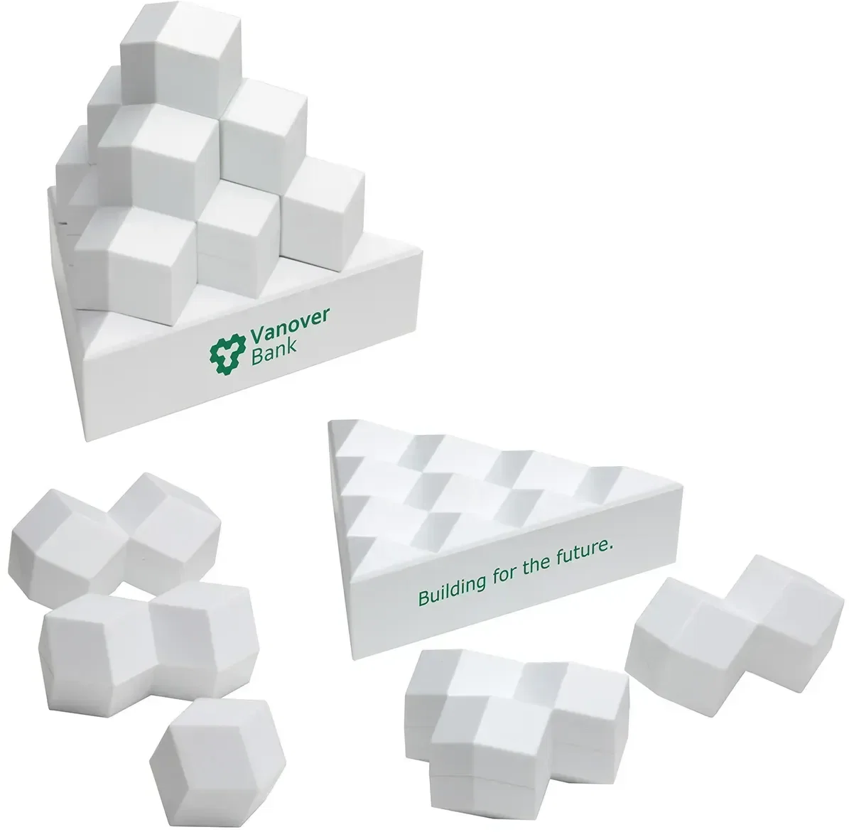 Custom Pyramid Stack puzzle close-up of base and logo imprint area