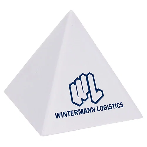 Custom Pyramid Stress Reliever, four-sided promotional foam squeeze toy front face with logo imprint