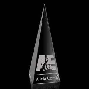 Optical Crystal Pyramid Award, Solid Form with Deep Etch