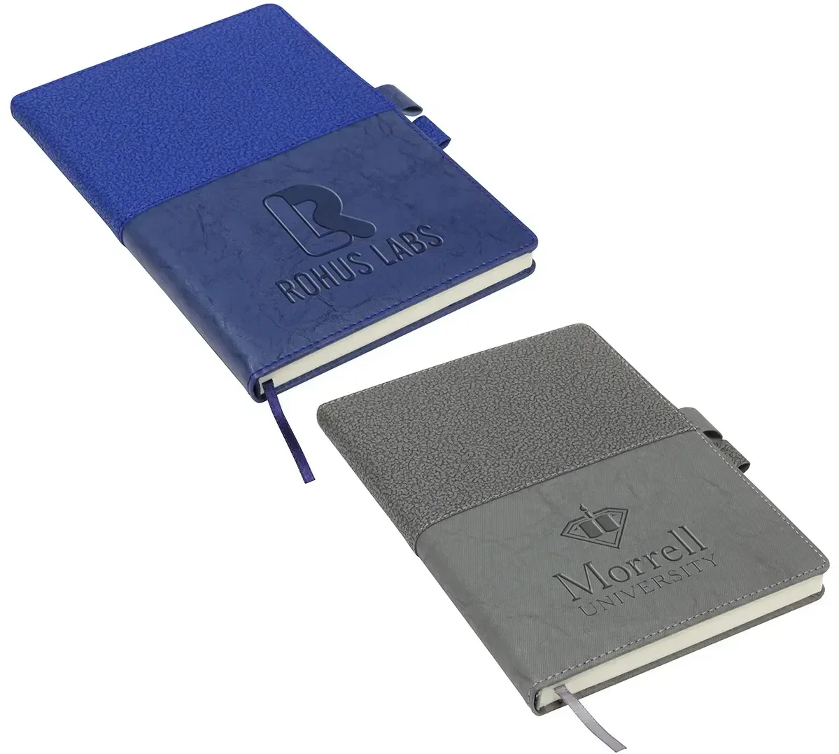 Custom branded Quarry journal, front cover of the promotional textured hardcover journal with logo space