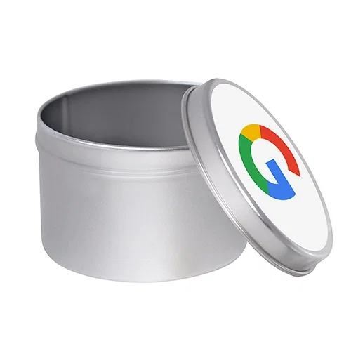 Quarter Quart Round Metal Tin Storage Box — view 2