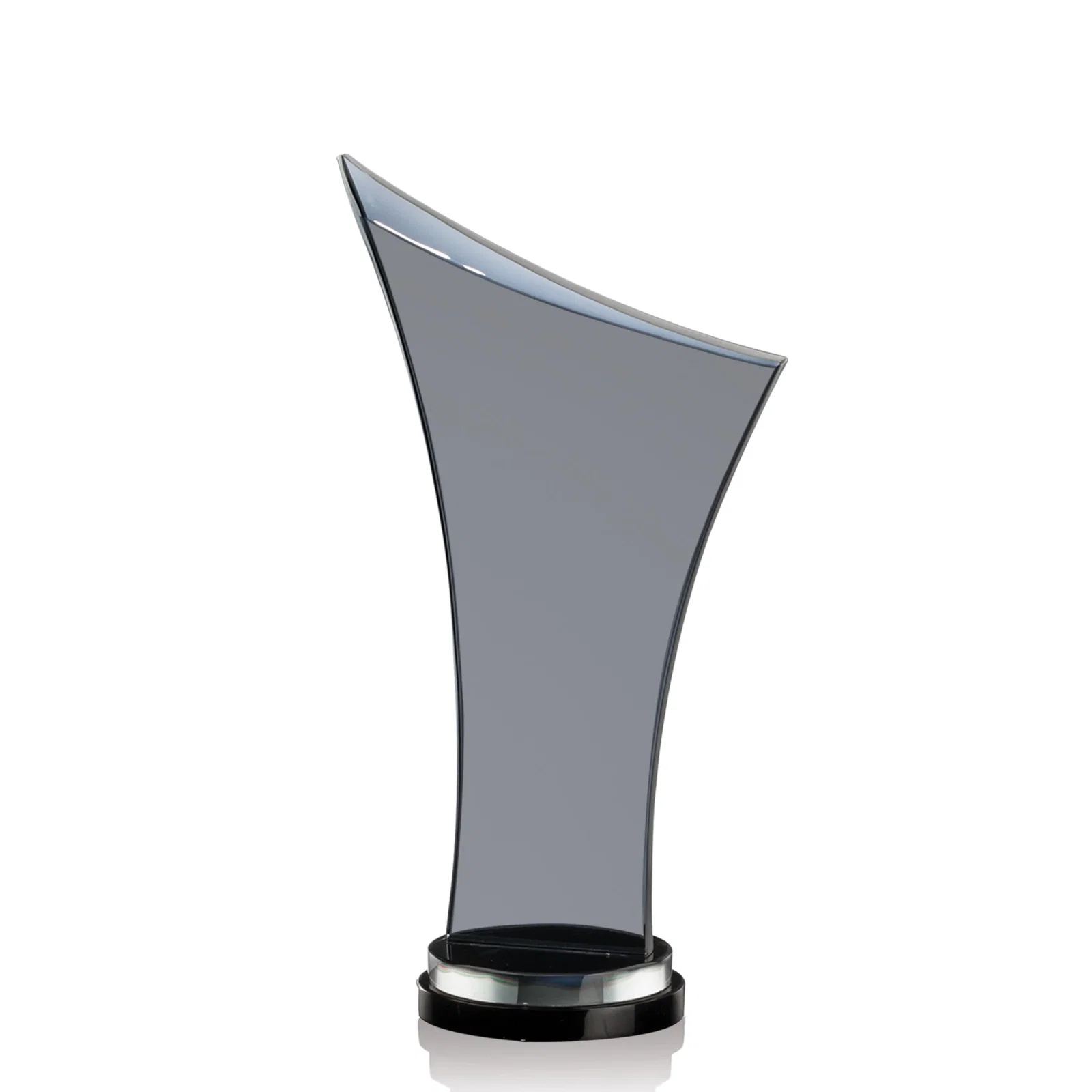 Personalized Smoky Black Crystal Free-Form Award on a Stacked Base for employee recognition