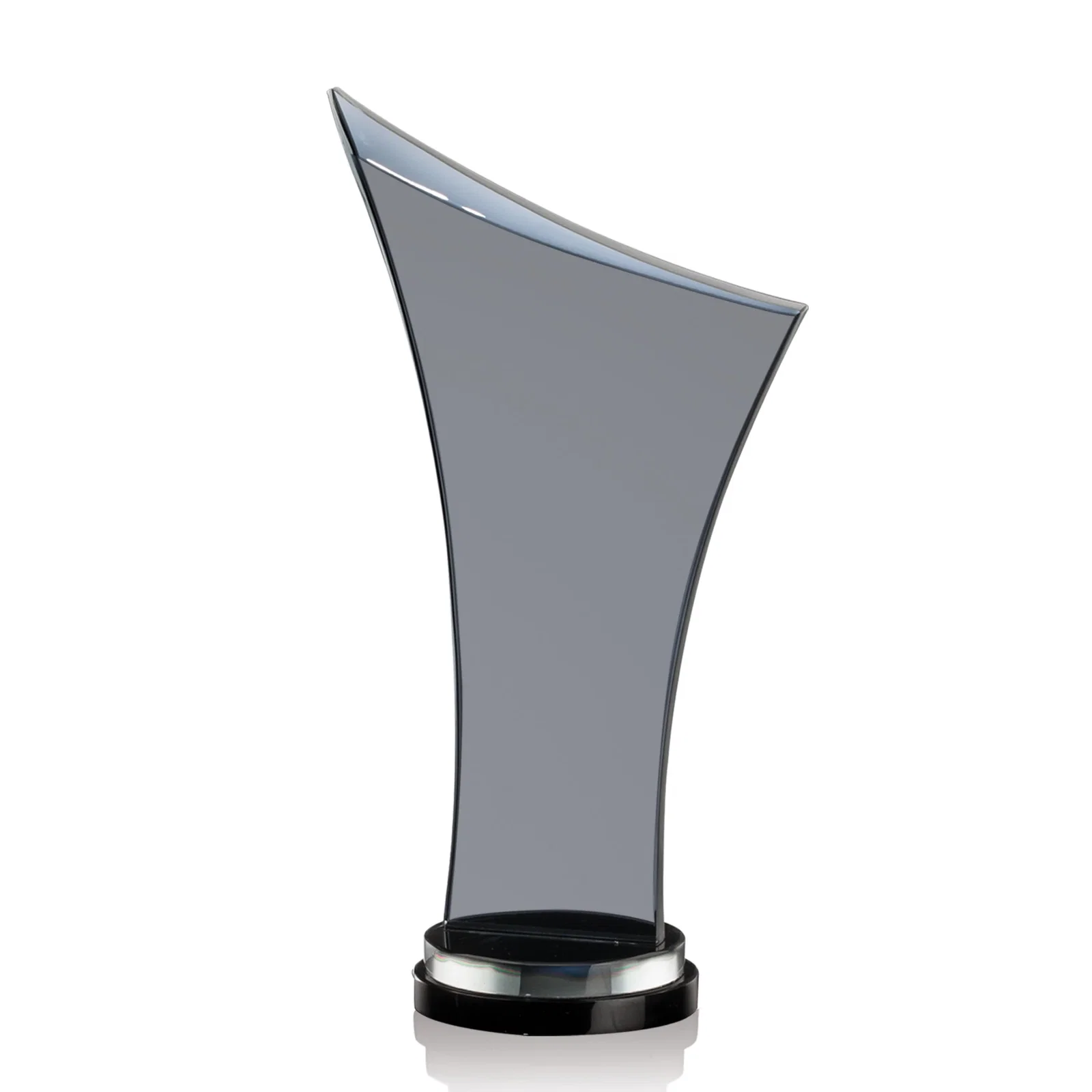 Personalized Smoky Black Crystal Free-Form Award on a Stacked Base for corporate award ceremonies