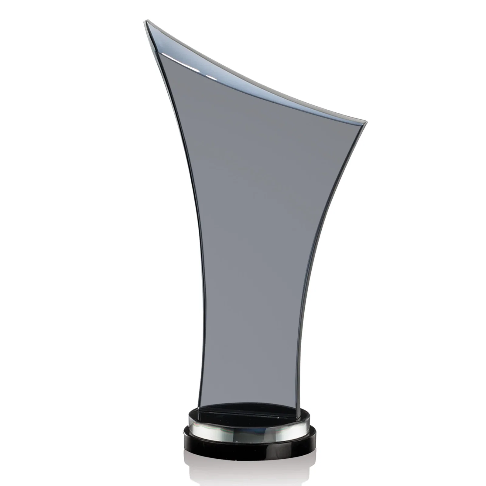 Personalized Smoky Black Crystal Free-Form Award on a Stacked Base for service anniversary gifts