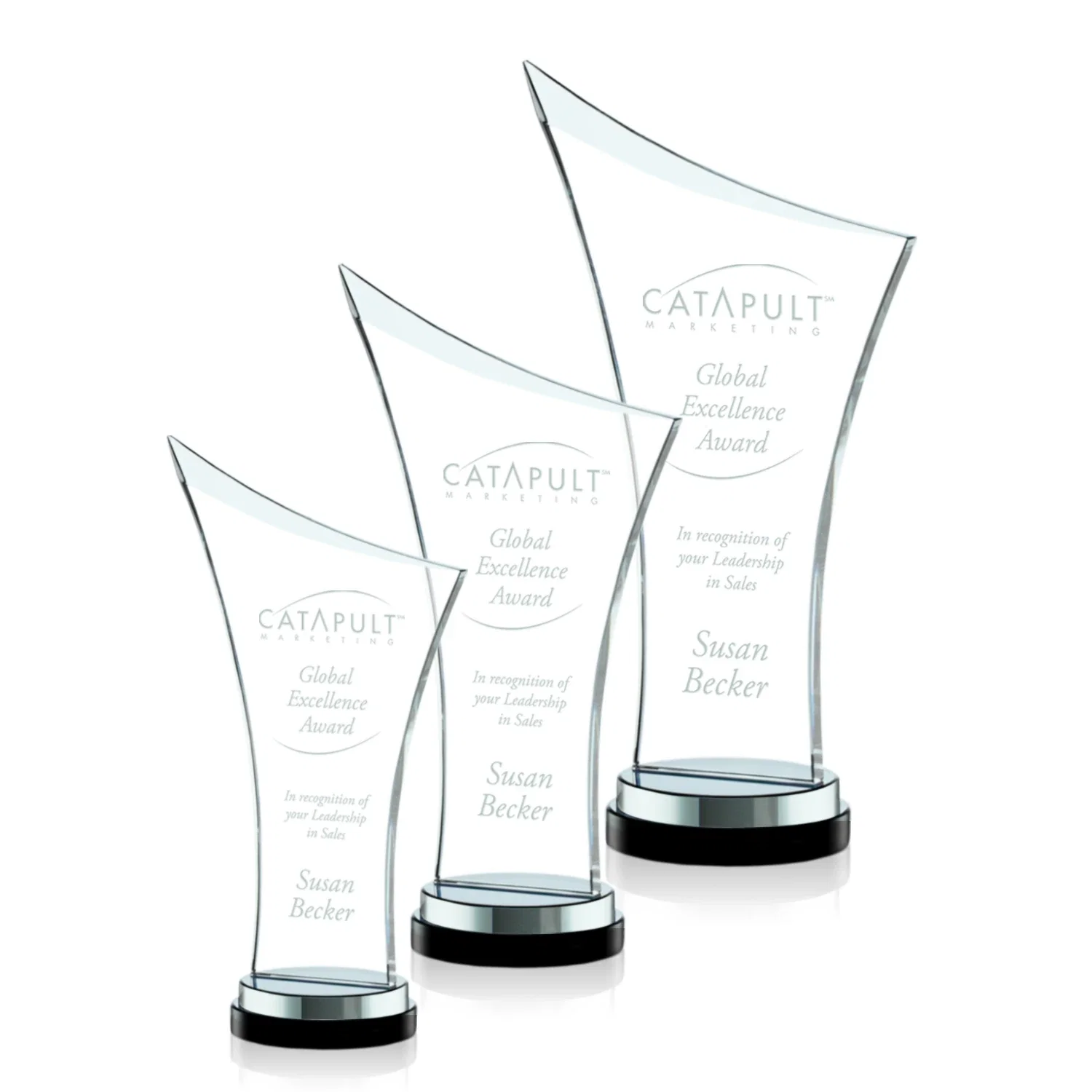 Custom Smoky Black Crystal Free-Form Award on a Stacked Base for retirement presentations