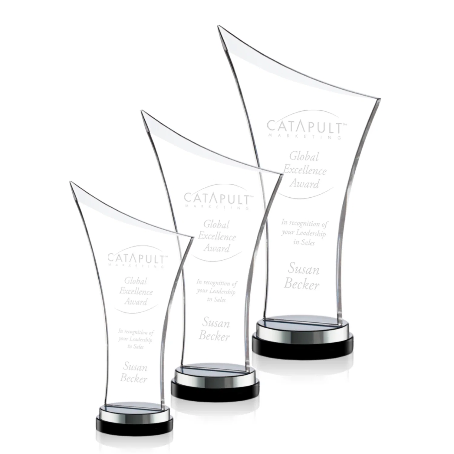 Custom Smoky Black Crystal Free-Form Award on a Stacked Base for safety achievement programs