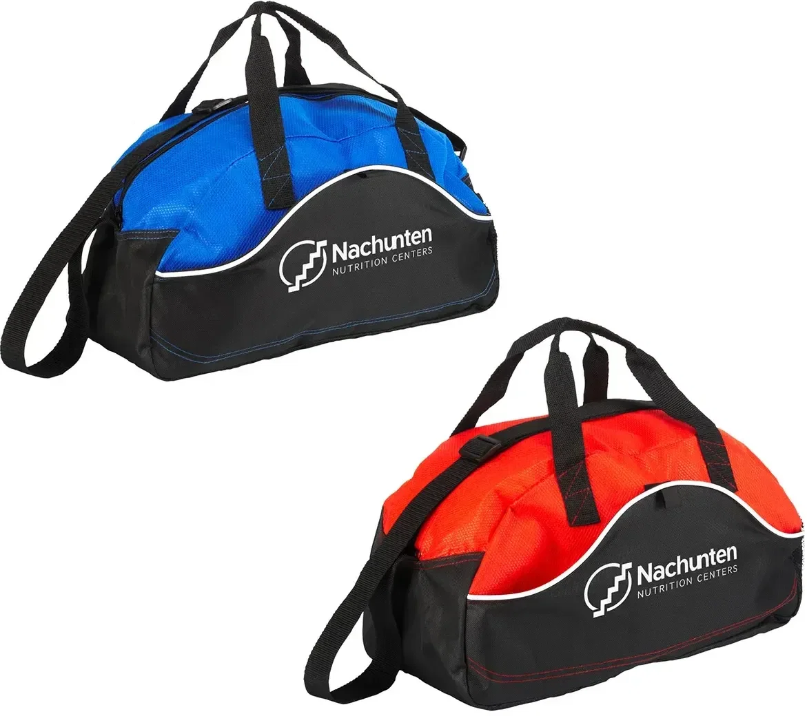 Quick Kick Non-Woven Duffel Bag, custom branded gym duffel with polyester base, front view