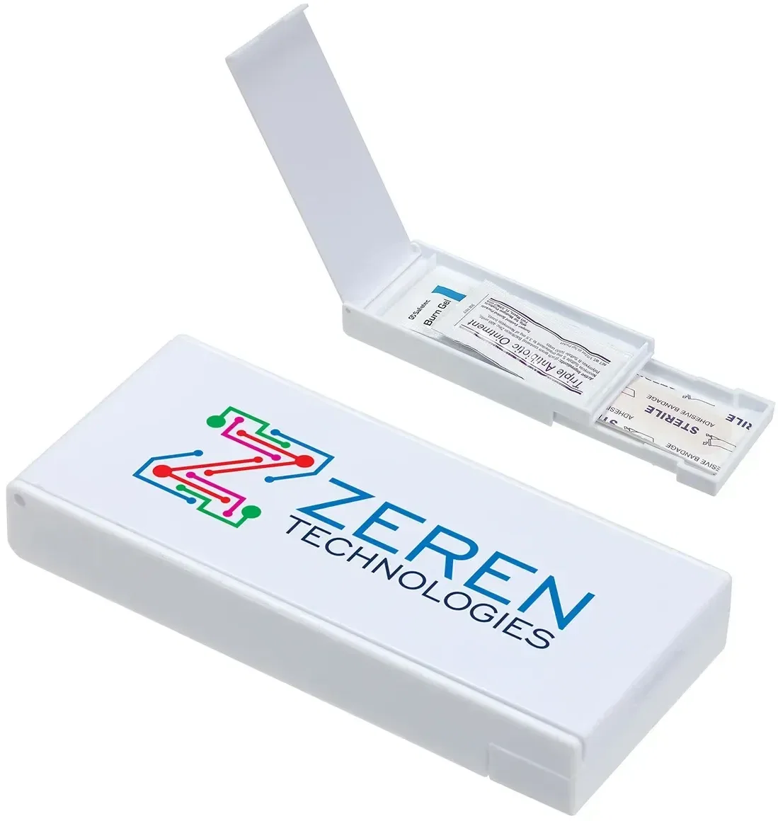 Quick Slide Pocket custom first aid kit, branded compact kit for safety fairs and workplaces