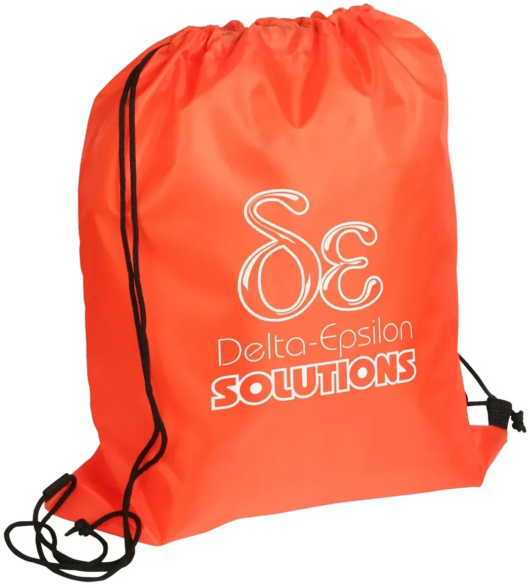 Branded Quick Sling drawstring backpack side view of cord straps