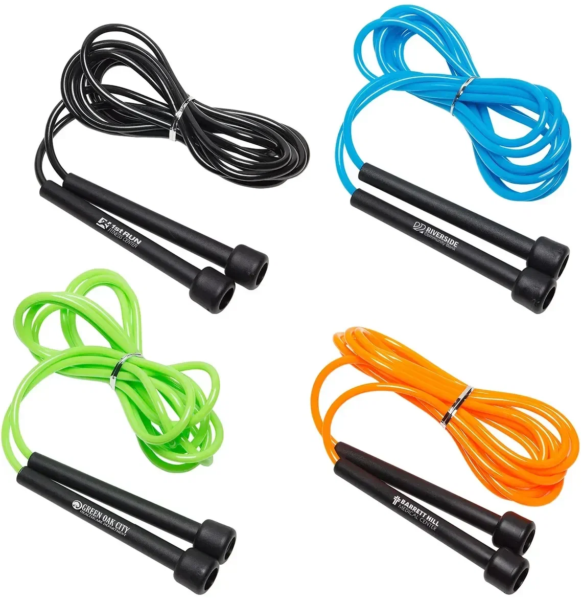 Quick-Speed Adjustable custom jump rope front view, branded jump rope for gyms and schools