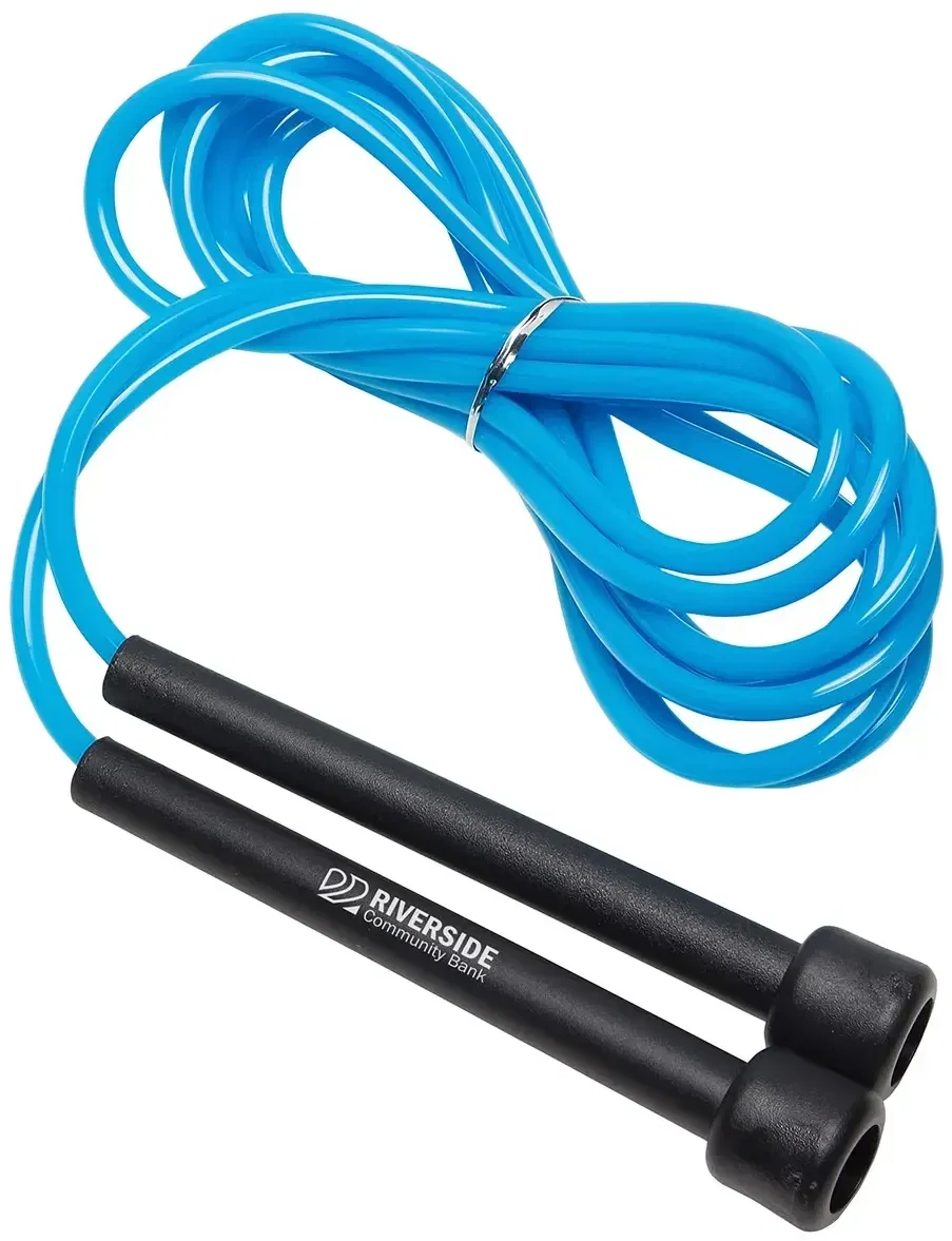 Quick-Speed branded jump rope coiled for portable cardio workouts
