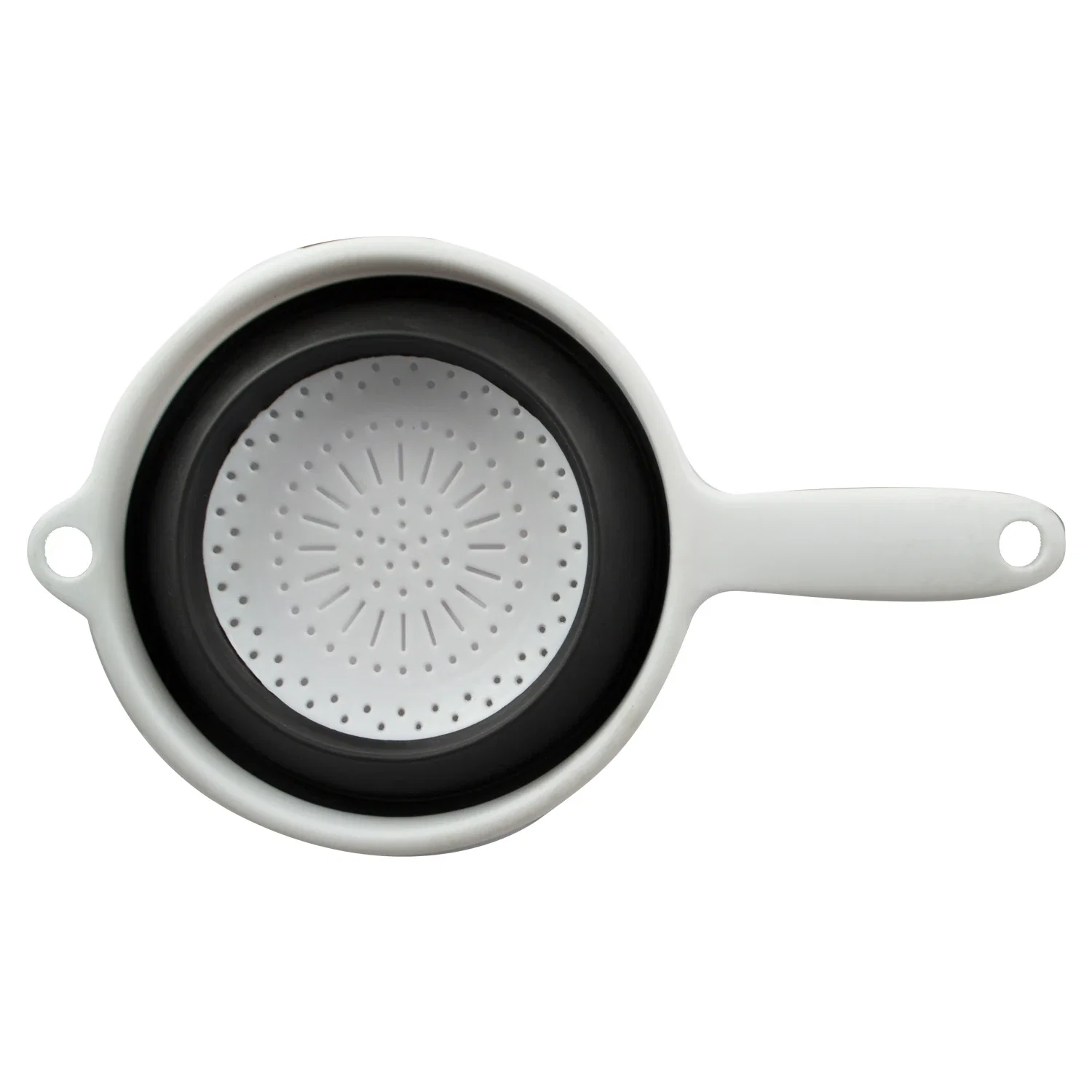 Quick Work Collapsible Silicone Strainer. Collapsible silicone strainer for draining pasta and kitchen storage, view 2