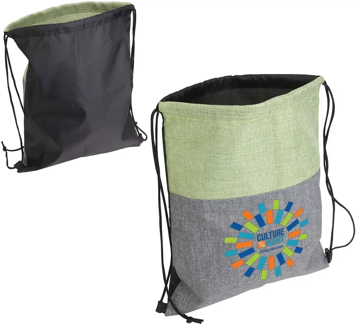 Branded Quill Non-Woven Nylon Drawstring Backpack back view, promotional nylon-backed cinch bag for schools