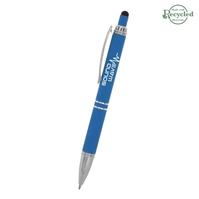 Quilted barrel stylus pen with a soft rubber tip