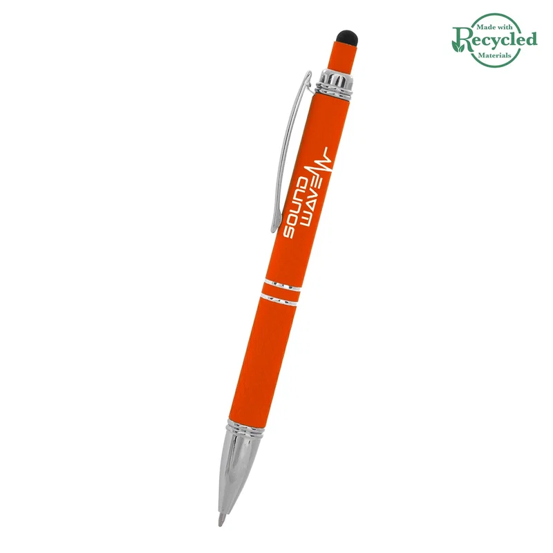 Stylus tip touching a touchscreen display