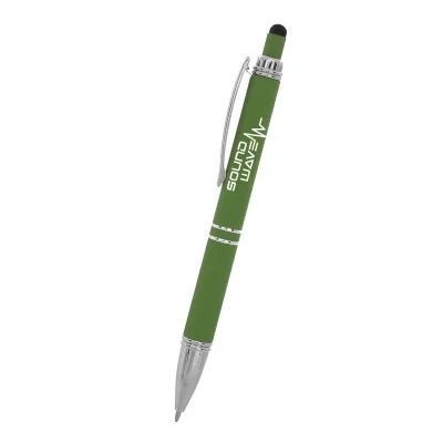 Blue pen angled to show the textured grip