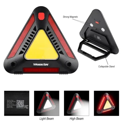 Black emergency triangle light for roadside use