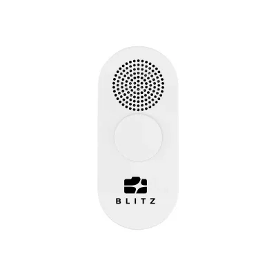 Black spinner shaped wireless speaker held between two fingers