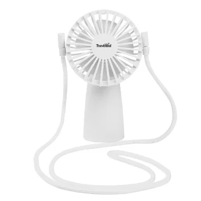 Handheld lanyard fan with a neck cord and recycled housing