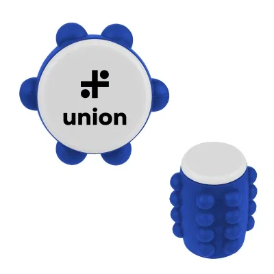 Push pop fidget toy with a spinning top section