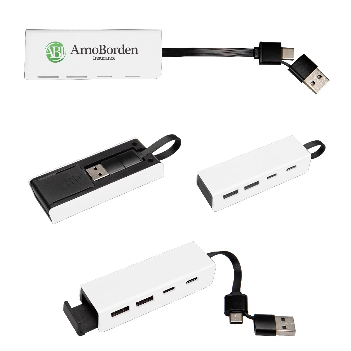 Ports lined along the edge of the compact adapter