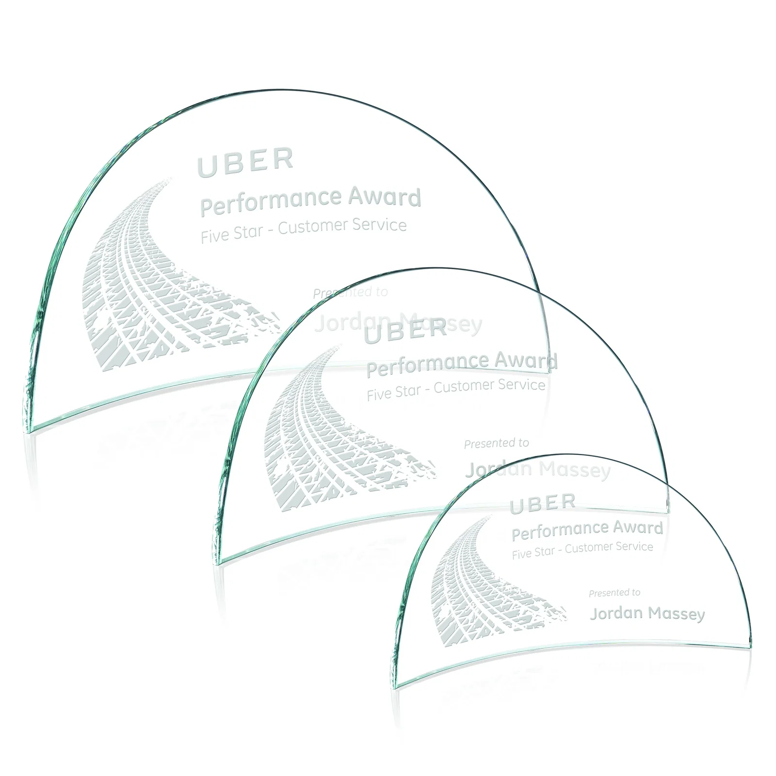 Custom Starfire Crystal Arch Award That Curves Inward on Both Sides, awards for corporate award ceremonies