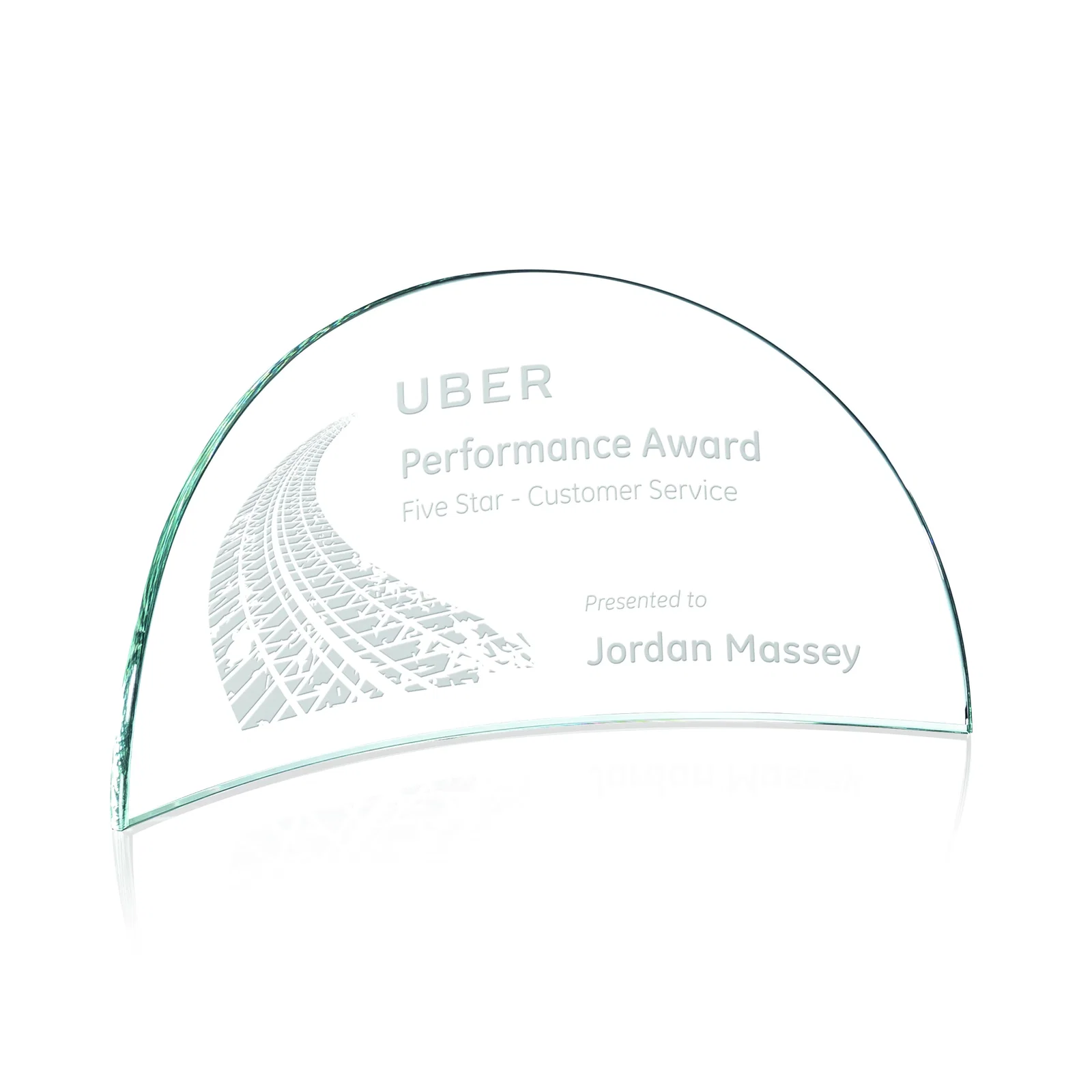 Custom Starfire Crystal Arch Award That Curves Inward on Both Sides, awards for sales achievement awards