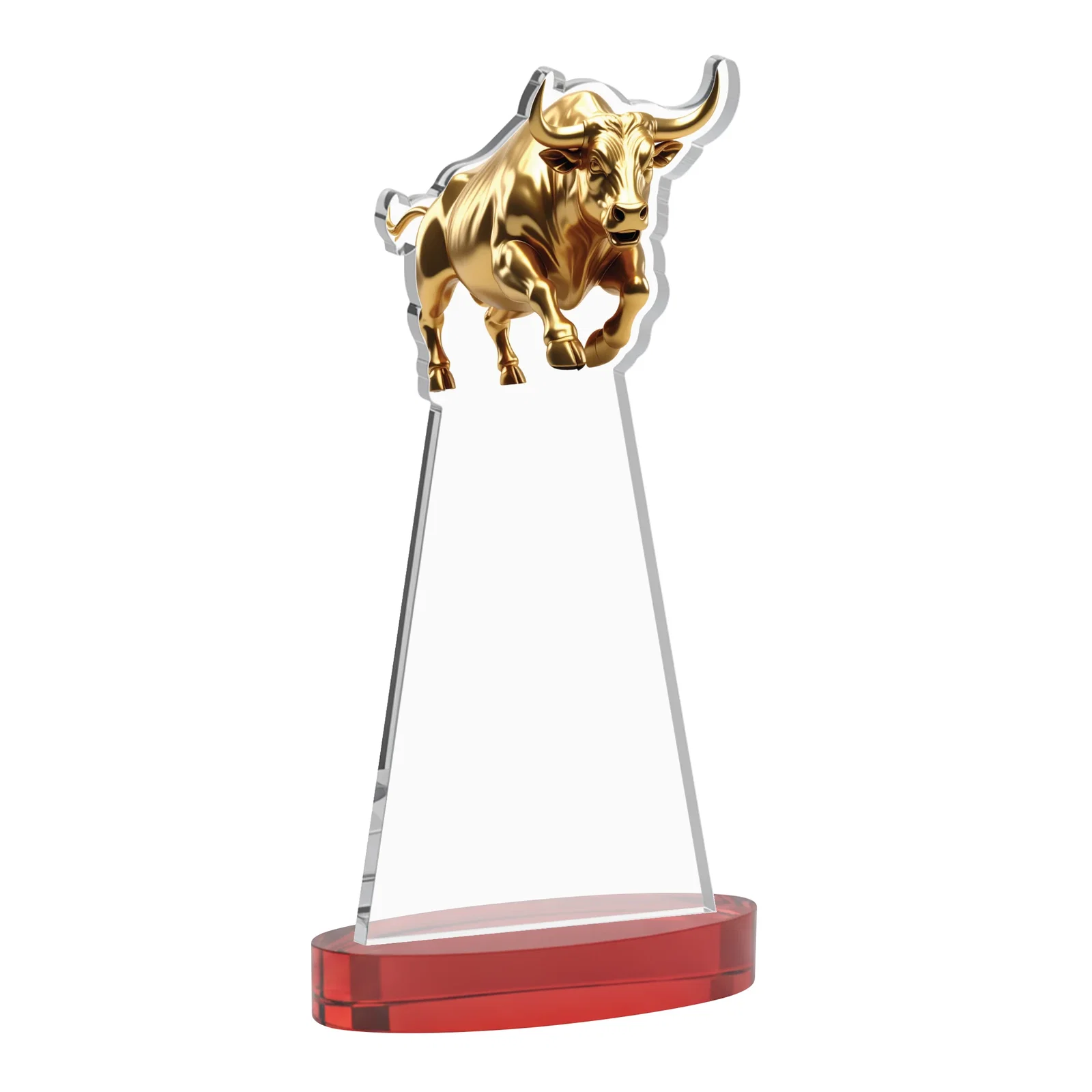 Custom Starfire Crystal Award With a Gold Bull Cutout, with your logo for volunteer appreciation