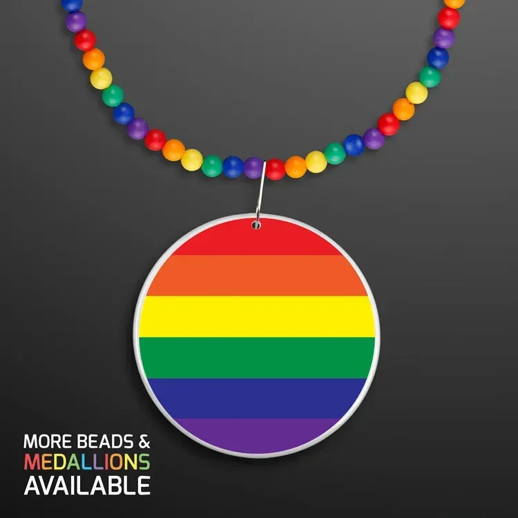 Rainbow Beads Necklace with Medallion (NON-Light Up) — view 2