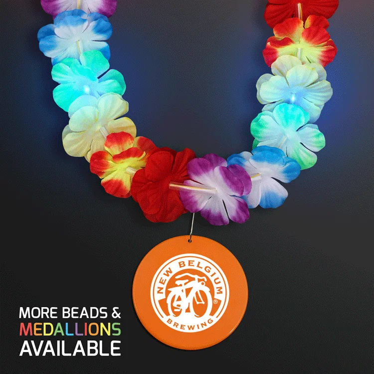 Rainbow Lei LED Flower Necklace with Medallion — view 3