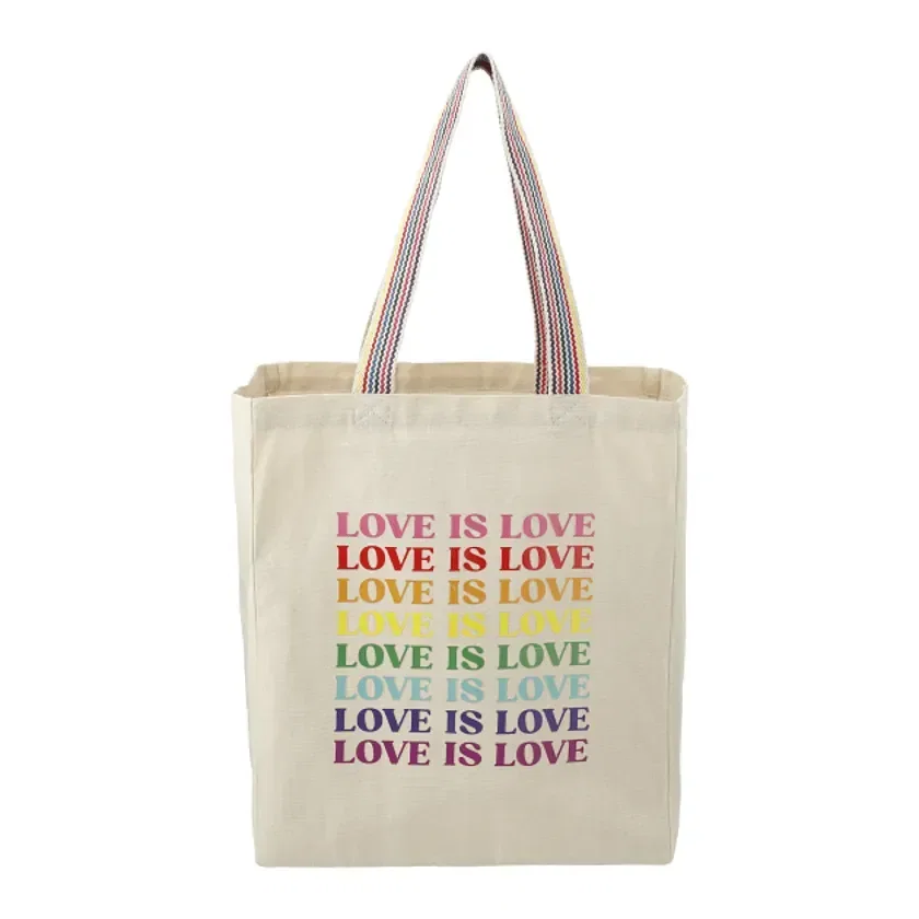 Rainbow Recycled 6oz Cotton Grocery Tote