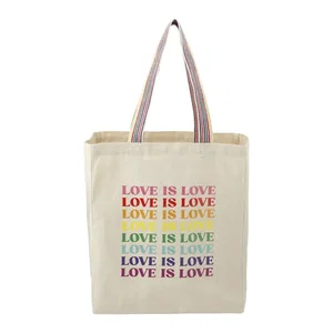 Rainbow Recycled 6oz Cotton Grocery Tote