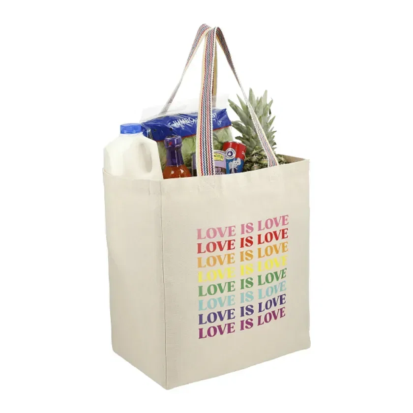 Rainbow Recycled 6oz Cotton Grocery Tote — view 4