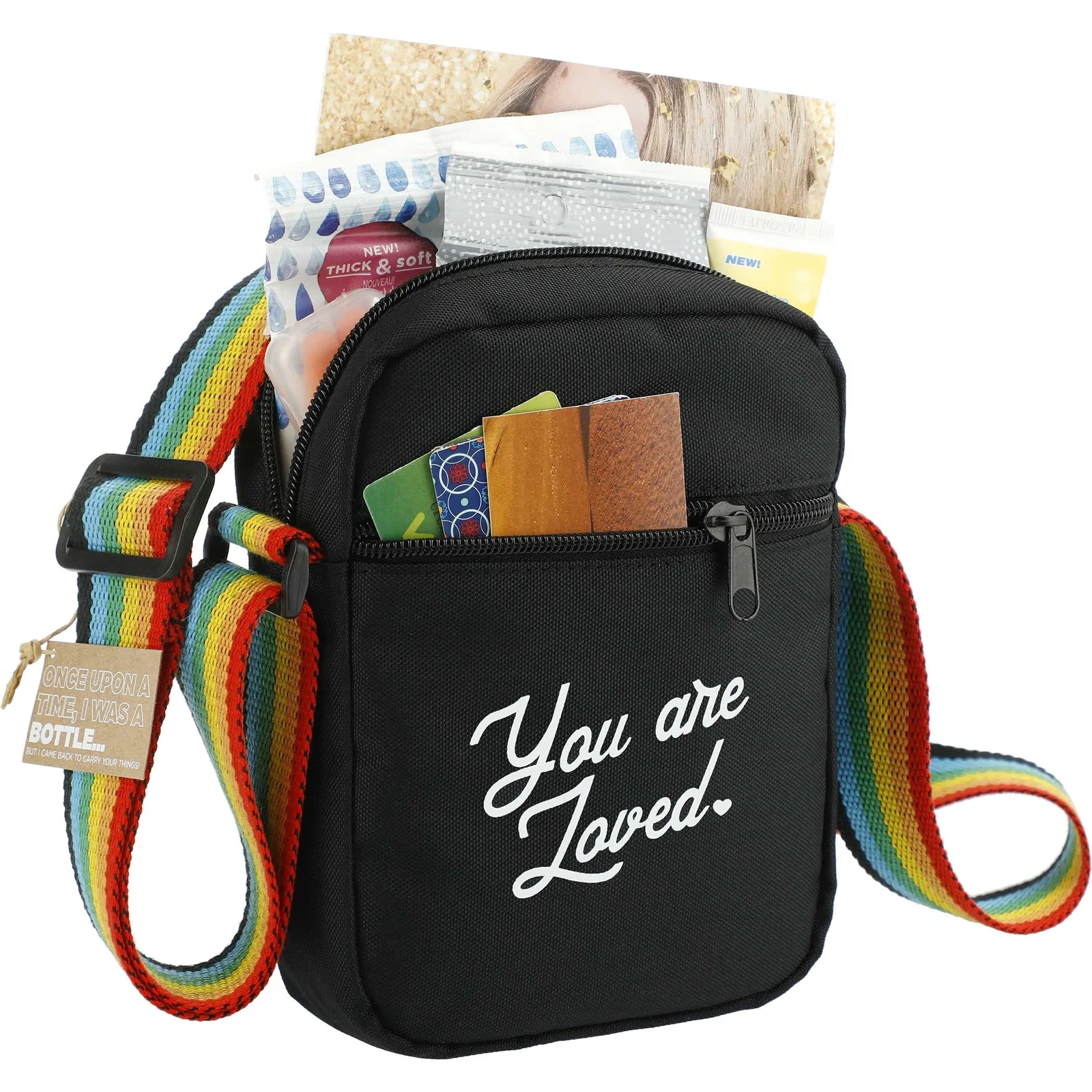 Custom Rainbow RPET Crossbody Tote Bag — view 9