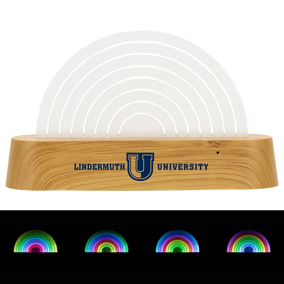 Custom Rainbow Sound-Reactive LED Ambient Light, front view of the branded light unit