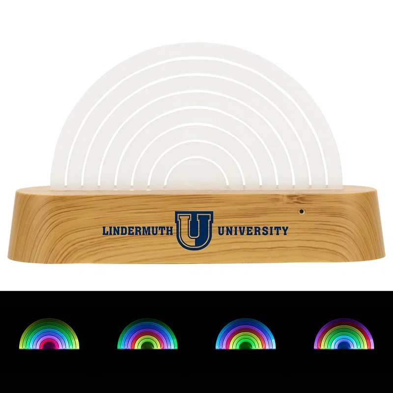 Custom Rainbow Sound-Reactive LED Ambient Light, front view of the branded light unit