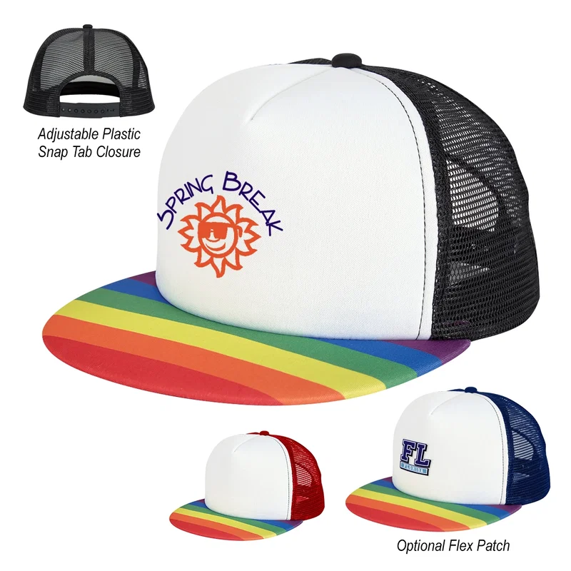 Custom Printed Rainbow Trucker Cap — view 6