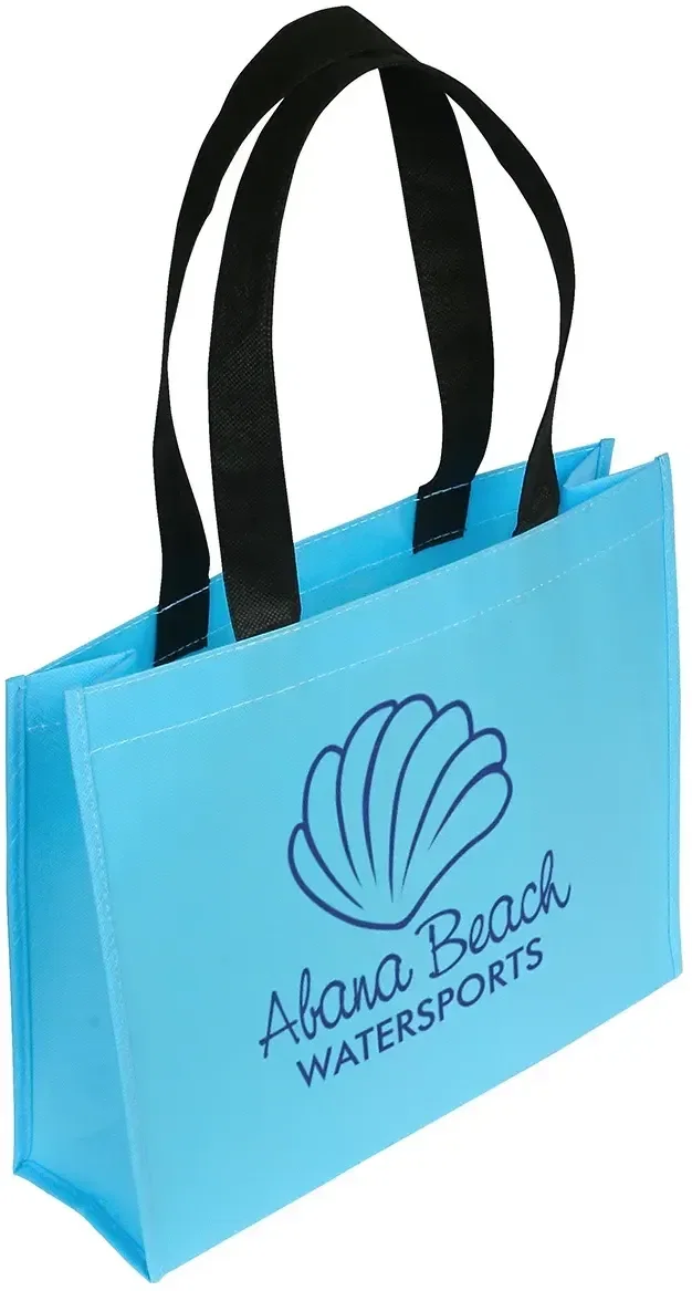 Branded Raindance XL non-woven tote side profile showing slick water-resistant panel